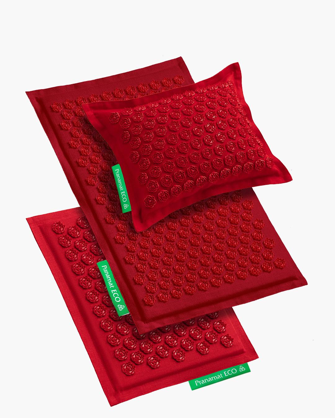 Komplet za masažu: prostirka + jastuk +mini (Tamno crvena)