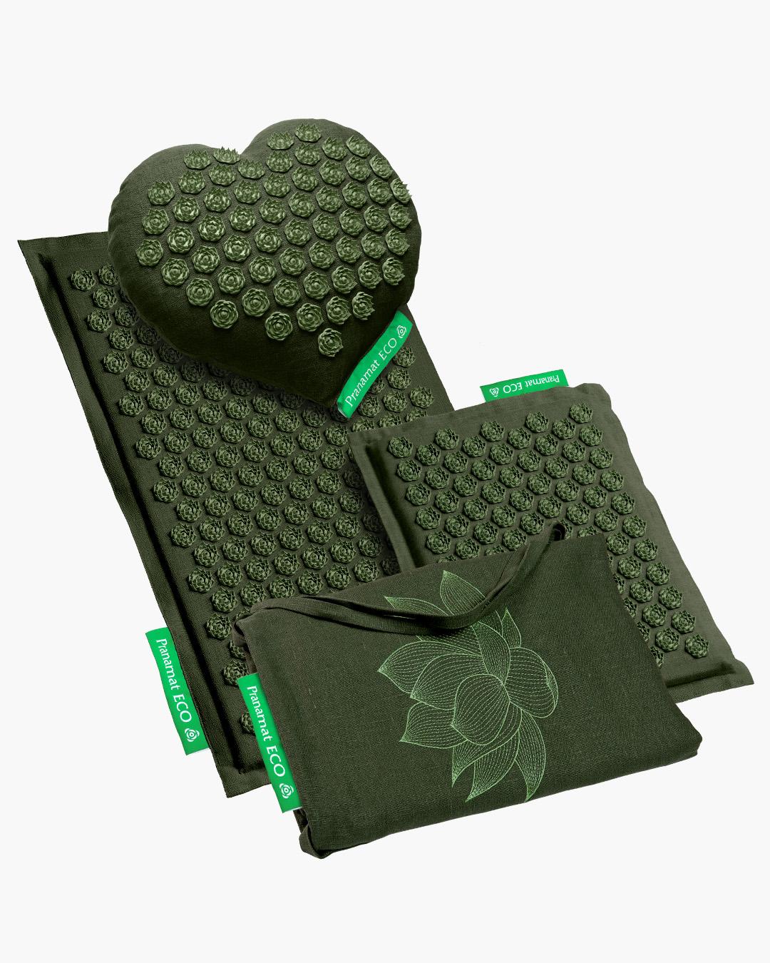 Komplet za masažu: prostirka + Srce + mini + vreća (Zelena)