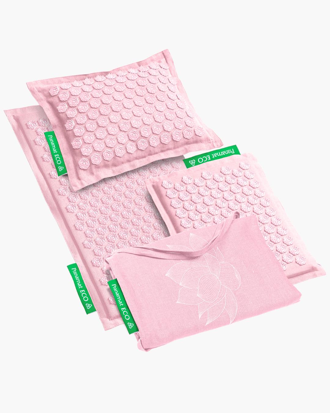 Komplet za masažu: prostirka + jastuk + mini + vreća (Ružičasta)
